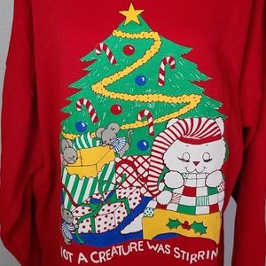 Vintage Christmas sleeping kitty cat gown PJs large retro